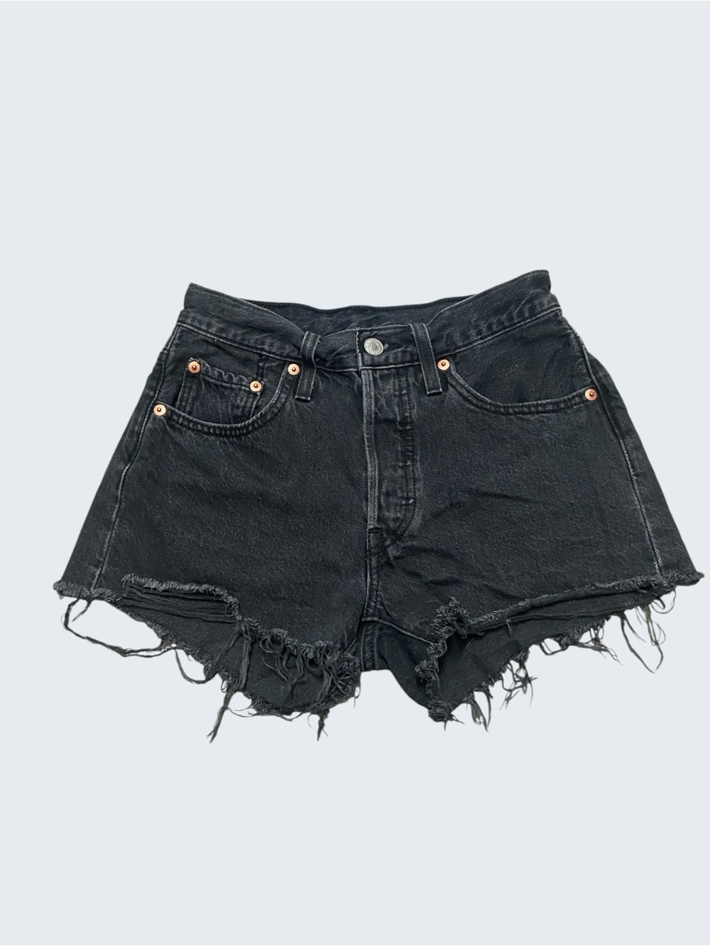 Levi’s Women’s 24 Black Wash 501 Cut Off Denim Shorts High Rise